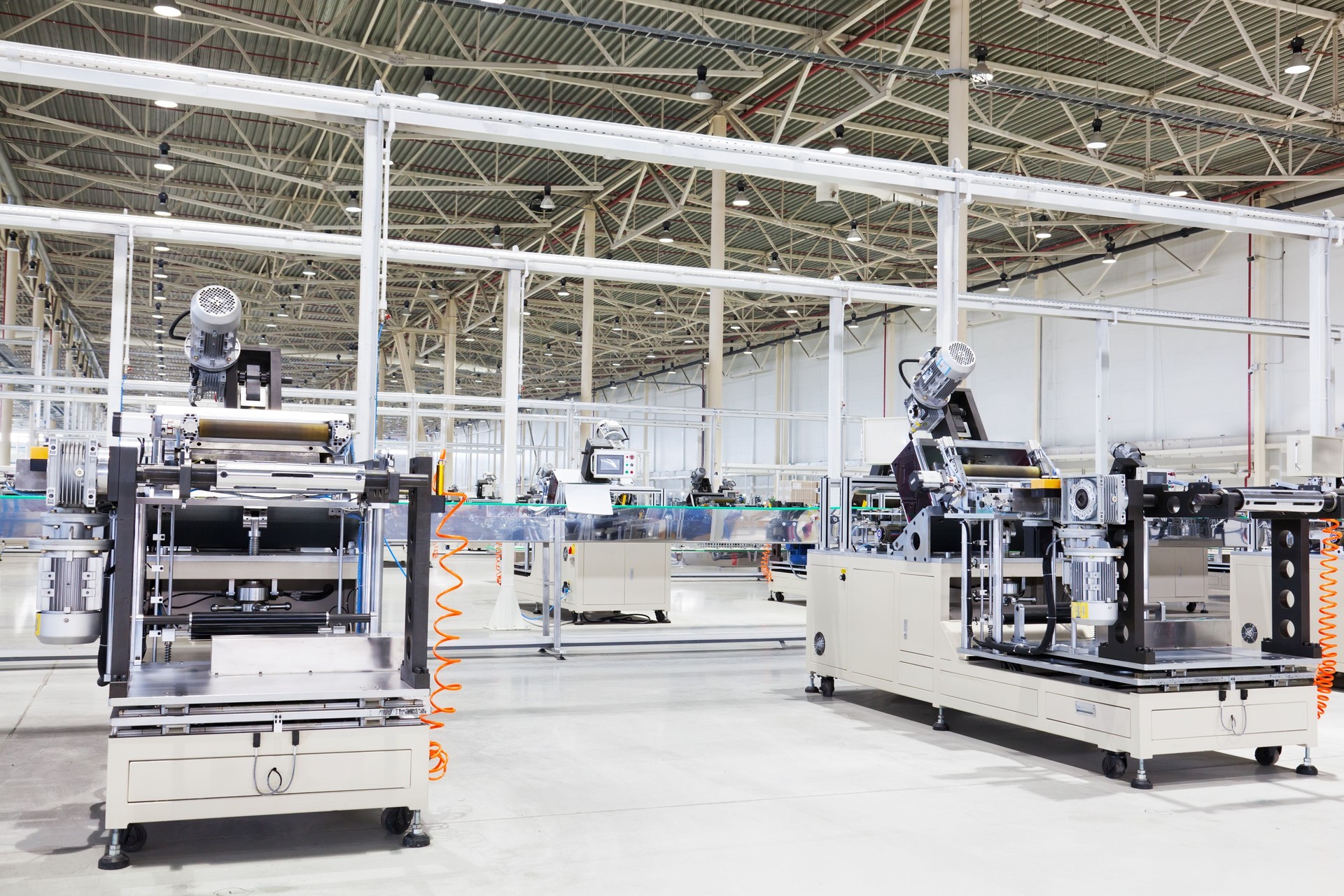 big factory shop with the modern working equipment